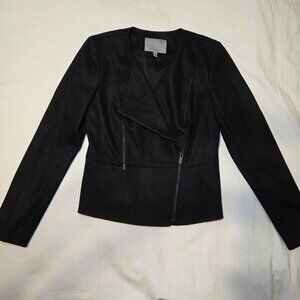 Classiques Entier Black Wool-Blend  SZ S Asymmetrical Zip‎ Blazer Jacket